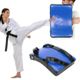 Mokernali Boxing Pads, Leather Kickboxing Muay Thai Pads, Martial Arts Muay Thai Foot Target Side Kick Punch Pads, Large Training Equipment (Blue)