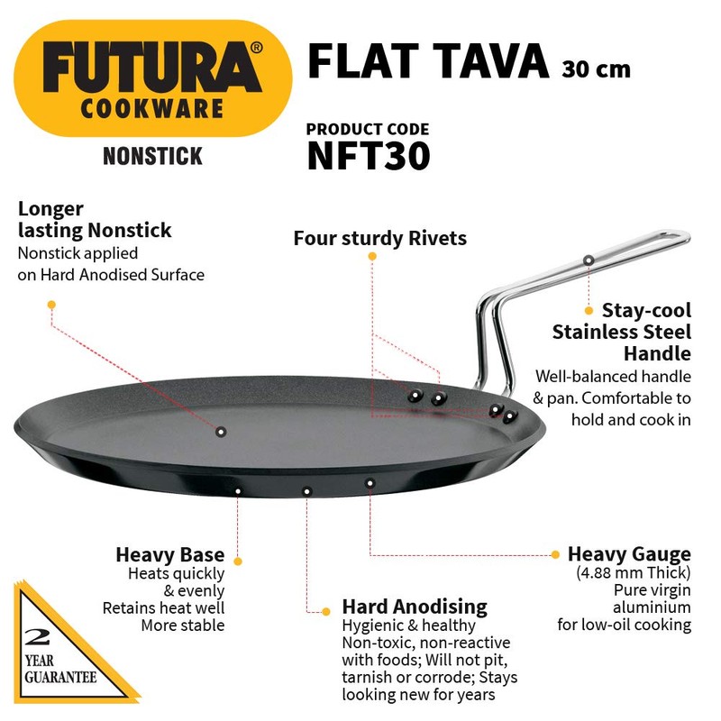 Hawkins Futura 30 cm Flat Tava, Non Stick Tawa with