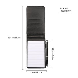 Tabanzhe Leather Pocket Notebook A7 - Mini Portable Memo Notepad, Note Pad with 50 Refillable Pages and Metal Pen for Office, School, Travelling and Business Work.