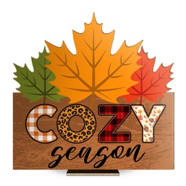 Fall Decor Sign, Fall Decorations Indoor for Home Front Porch Office Door, Autumn Decor Fall Maple Leaf Thanksgiving Decorations, Fall Farmhouse Decor, Cozy Season Sign