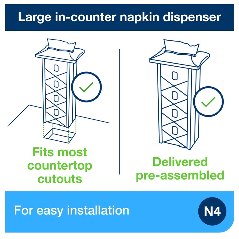 Tork Xpressnap® In-Counter Napkin Dispenser Black N4, Signature Range, 21.5"