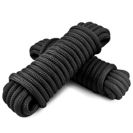 TetherTite 3/4" x30' Dock Line, Marine-Grade Double-Braided Nylon Dock Line with 15" Eyelet, Hi-Quality Pre-Shrunk & Heat Stabilized Boat Docking Rope Mooring Line - 2 Pack Black