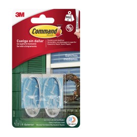 Command 17091AW – Pack of 2 Outdoor Oval Hooks, Medium with Strips, Transparent