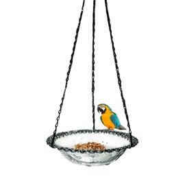 Bird Bath Feeder - Birdbaths for Outdoors - Heavy-Duty Decorative Hangable Birdhouse, Metal Hanger Waterer for Backyard Patio Balcony Deck Decoration