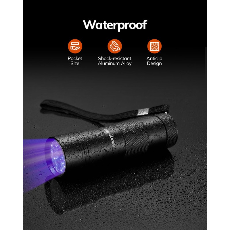 Morpilot Blacklight Flashlights uv Flashlight,12 LED 395nm Ultraviolet Blacklight 2