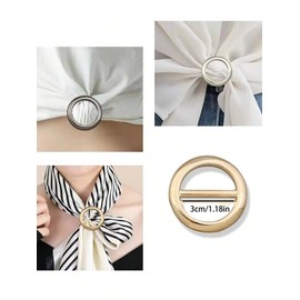 JWIGP 6PCS Shirt Knot Buckle Rings for Women – Round Metal Shirt Tie Clip Scarf Ring Holder in Gold Silver Gunmetal, Clothing Decoration Accessories (6PCS)
