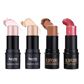 4 barras de contorno – resaltador y rubor en crema kit de 4 colores – Hidratante, lápiz iluminador facial y sombra, barras de maquillaje para mujeres 