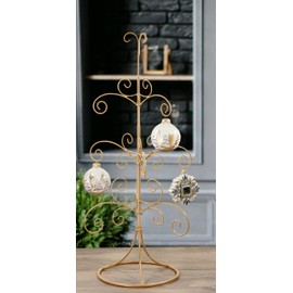 Red Co. 22” Metal Wire 4-Tier Ornament Display Tree Stand and Christmas Décor Holder in Gold Finish