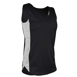 TR-980W-CB Women's Athletic Lightweight Single Ply Track Singlet with Side Panels (X-Small, Black/White)