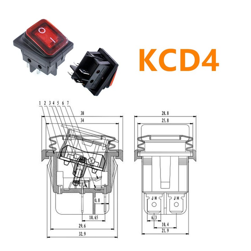 Ganasome 2Pcs Waterproof Boat Type Rocker Switch KCD4 DPST 6A