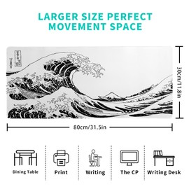 Brecoy - Alfombrilla para mouse de 80 x 30 cm, alfombrilla grande para mouse con base antideslizante, alfombrilla de mouse de anime extendida, alfombrilla de teclado completa con bordes cosidos para