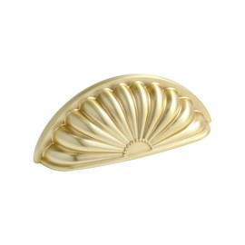 JIASENBAO Brushed Gold Cabinet Cup Pulls 3" Hole Center 2 Pack Brass Drawer Pulls Kitchen Hardware Cabinet Handles Dresser Handles Knobs