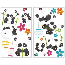 19 Piece Cute Pandas Panda Wall Tattoo Set for Child's Bedroom Baby Room