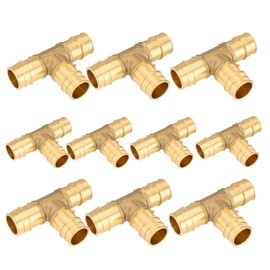 GUOFIS PEX A Expansion Fitting,1/2 Inch F1960 Expansion Brass Tee,10 Pack 1/2"x 1/2"x 1/2" Tee for PEX A Pipe Tubing Connection