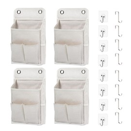 Hanging Basket for Organizing, Wall Organizer with Pockets and Over The Door Organizer，Can for Home, Closet, Office and Camper (4 White)