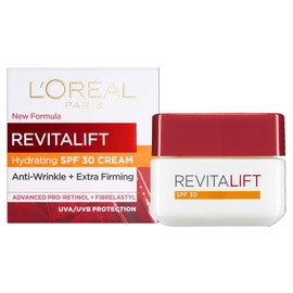 L’Oréal Paris Revitalift Hydrating SPF 30 Day Cream, Smooth Wrinkles, Firms and Moisturise Skin, Pro-Retinol and Elasti-Peptides, 50ml
