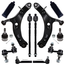AUQDD 12Pcs Front End Suspension Kit Fit For 2010-2014 Su-baru Outback, 2 Lower Control Arm 2 Ball Joint 2 Sway Bar Link 4 Outer & Inner Tie Rod End (# 522-831 522-832 543-650 K750084 ES3712 K9513)
