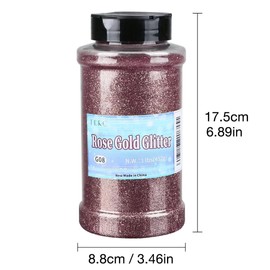 TORC Rose Gold Fine Glitter 1 Pound 16 OZ Glitter Powder for Tumblers Resin Crafts Slime Cosmetic Nail Painting Festival Decoration