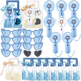 Wovnet 24 Pcs Bridesmaid Proposal Gifts Blue Sunglasses Handheld Mini Fans Bridal Shower Gift Bags for Wedding Party Favors