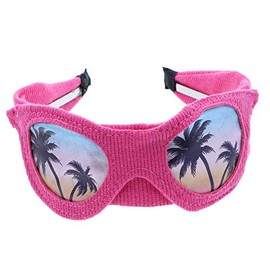 Fun Summer Look Knit Headband With Palm Tree Sunglasses For Girls-Hot Pink