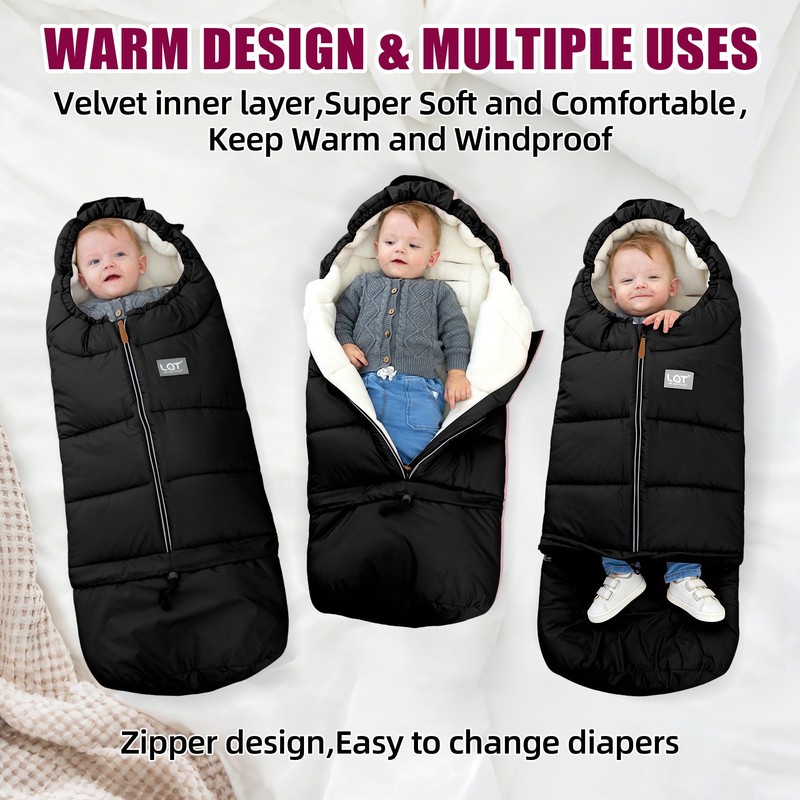 LAT Baby Warm Bunting Bag Universal,Extended and Removable,Stroller Sleeping Bag