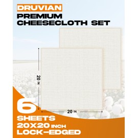 High-Grade 100 Cheesecloth – 6-Pack, Soft & Durable 20x20 Inch Cotton, Lock-Edged, Reusable for Cooking, Straining, and Cheesemaking