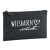 Huuraa Kulturbeutel Wiesbaden verliebt Geschenk 1 Liter Filz Charcoal Kosmetiktasche