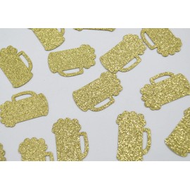 Gold Glitter Paper Beer Mug Confetti - 50 Pieces