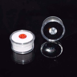 luzen 12Pcs Small Loose Diamond Gemstone Display Box Round Jewelry Show Box Case Container Holder with Clear Top Lids and Sponge, White and Black