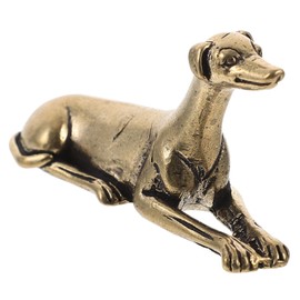 Ciieeo Retro Brass Hound Figurine Brass Dog Adornment Unique Animal Statue for Home Desktop Decoration Premium Brass Material Space Saving