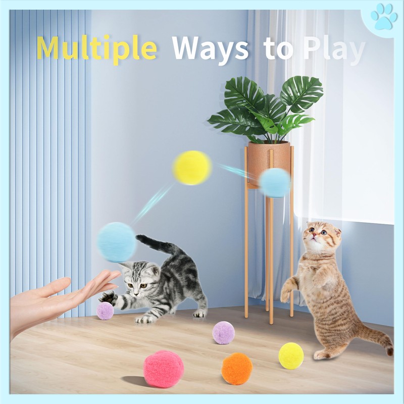DODHEG 24 Pcs Colorful Pet Balls, Soft Plush Balls, Cat's