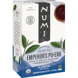 Numi 10350 Organic Teas and Teasans, 0.125oz, Emperor's Puerh, 16/Box