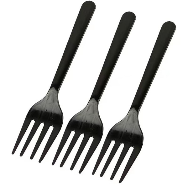 100pcs Black Plastic Forks