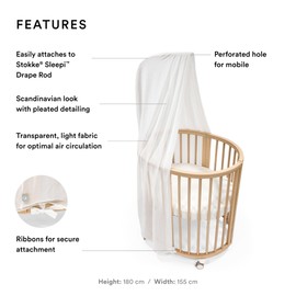 Stokke Sleepi Canopy V3, White - Create a Cozy, Calm Environment for Baby - Easy to Assemble - Lightweight Fabric - Compatible with Sleepi Mini & Bed