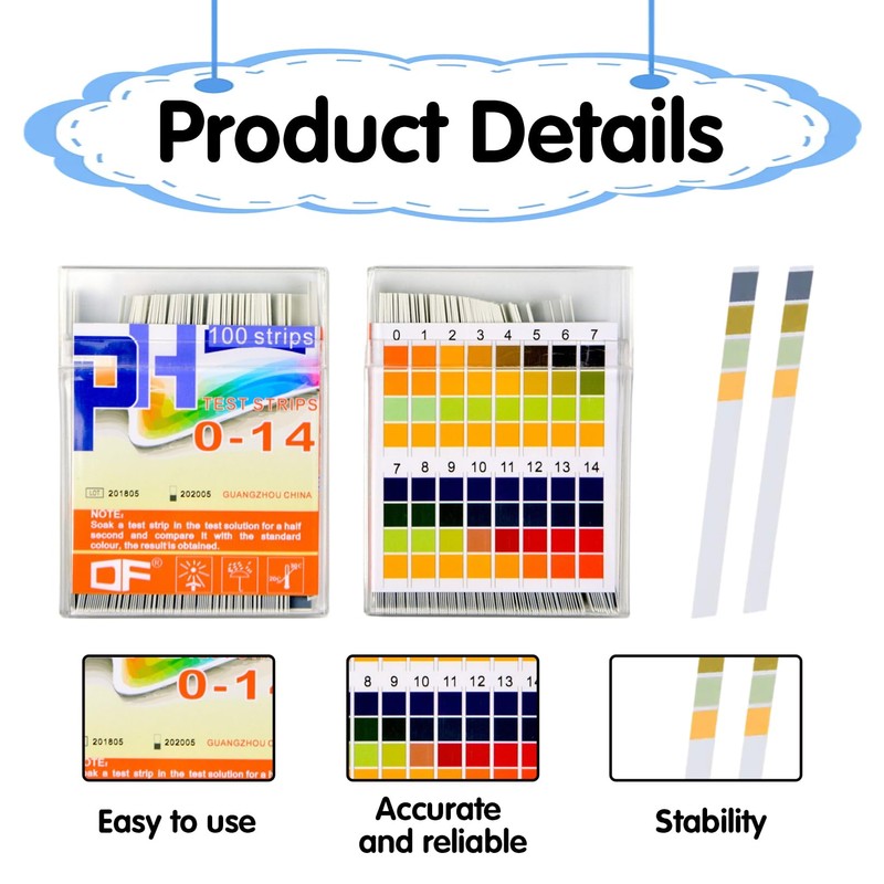 Pack of 100 pH Test Strips, Urine Acid Base Value
