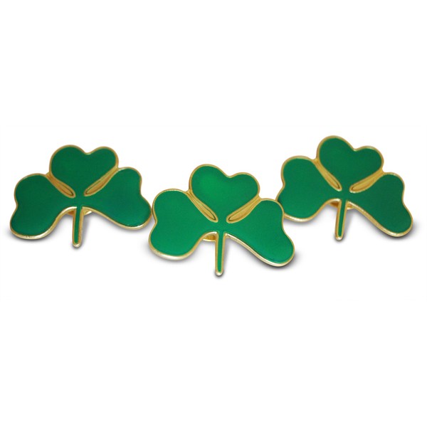 Irish Green Shamrock 3-Piece Lapel or Hat Pin &Tie Tack