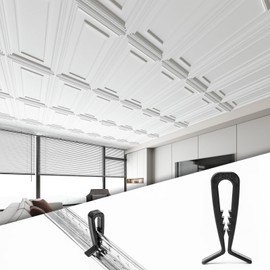 Art3d 50-Pack Hold-Down Clip for Drop Ceiling Tiles, 1.9 x 1 Inch Ceiling Grid Clips for Standard Ceiling Grid System