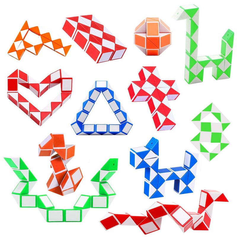 SONEER 12 Pack 24 Blocks Magic Snake Cube,Mini snake Speed