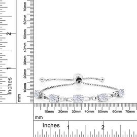 Gem Stone King 3-6 Cttw Gemstone Birthstone and Accent Lab Grown Diamond Tennis Bracelet For Women | 925 Sterling Silver | 7X5MM Oval | Adjustable Bolo Bracelet For Women | Easy-On Easy-Off