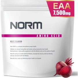 NORM EAA 7500mg BCAA 4750mg Beets 4000mg No artificial sweeteners Superfood blend Professional grade Made in Japan Amino acid supplement powder