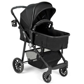 Costway 2 In 1 Useful Foldable Baby Stroller Kids Travel Infant Buggy Pushchair Black