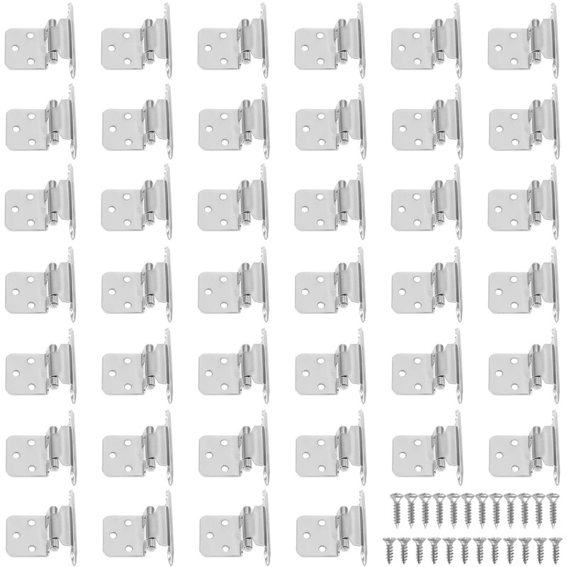 SEUNMUK 40 Pack 1/2 Inch Overlay Cabinet Hinges, Satin Nickel