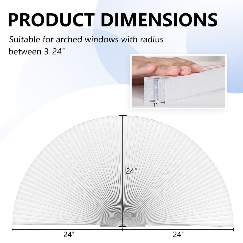 OUDUCK Arch Window Shades Blackout Half Circle Cellular Shades, Pleated