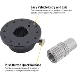 6-bolt Black Quick Release Steering Wheel Hub Splined, 3/4" shaft