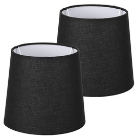 Navaris Navaris 2x lampshades made of linen - pack of 2 E14 lampshades for table lamps or floor lamps - 2 replacement lampshades small - outside black/inner white?