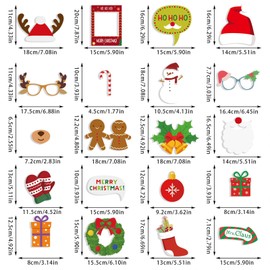 21 Pcs Christmas Party Photo Booth Frame Props, Merry Christmas Decoration Supplies for Holiday Party