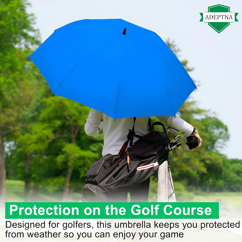 ADEPTNA Large 49” Double Ribbed Golf Umbrella Windproof and Waterproof