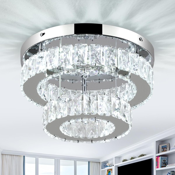 LEONTYNE 12 Inch Mini Chandelier LED Crystal Ceiling Light 2