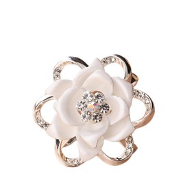 Rose Flower Scarf Clips Shawl Clip Buckle Three Rings Silk Scarves Clip Silk Scarf Clasp Clips Scarf Brooches Buckle Pearl Floral Scarf Ring Clip Enamel Simple Style Scarf Ring for Women Girls