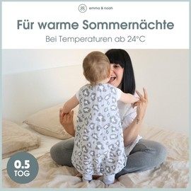 emma & noah Baby Sleeping Bag with Feet, 0.5 TOG, Muslin Sleeping Bag with Legs for Summer, 100% Organic Cotton, Oeko-Tex Certified, Stamp Bag for Newborns (Floral Sand, 70 cm)